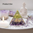 Tree of Life Orgone Pyramid for Positive Energy, Orgonite Peridot&Amethyst Healing Crystal Pyramids for Reduce Stress Chakra Reiki Healing Meditation Attracts Lucky and Success