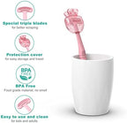 Mspan Tongue Scraper Cleaner Brush: Tongue Care Cleaning Scrubber with Plastic Travel Case Cover for Adults kids - Clean Oral Bad Breath Pink White 2 Pack