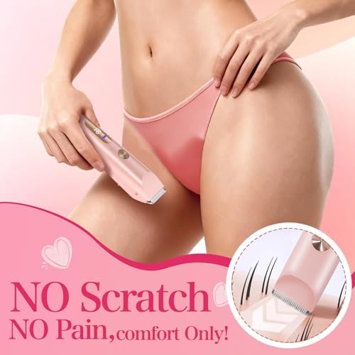 Bikini Trimmer for Women 2in1 High Power Epilators Hair Removal Waterproof Electric Razors Women's Electric Razor Pubic Hair Trimmer Shaver for Women for Ladies Pubic, Face, Underarms, Legs (Pink)