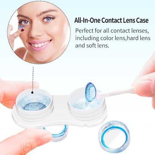 ofone Clear Contact Lens Case 6 Pack, Portable Contact Cases Kit with Lens Remover Tool Tweezers Solution Bottle, Contacts Lenses Storage Container for Traveling (Transparent)