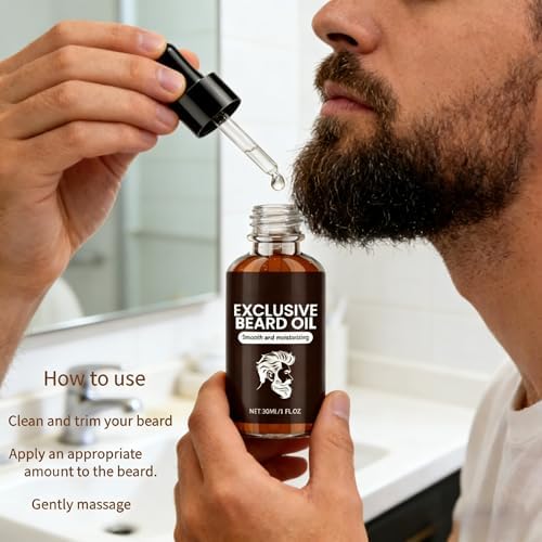 Men's beard oil, Contain almond oil,Jojoba oil and licorice leaf extract, effectively moisturizes, softens, strengthens, and nourishes beard—30ml