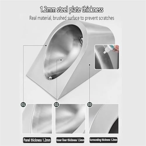 304 Stainless Steel Male Urinal,Wall Mounted Adult Automatic Sensor(Silver)