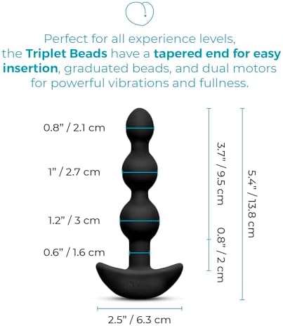 b-Vibe Triplet Anal Beads - Vibrating Silicone Remote Control Anal Plug, Sex Toys for Adults - Black