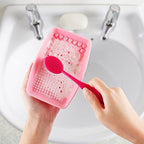 2PCS Brush Cleaning Palette,Handheld Silicone Brush Scrubber Brush Cleaning PadReusable Scrubber to Clean All of Your Ink Blending Brushes with Ease Portable Washing Tool (4 x 5 7/8inch Purple)