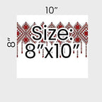 Edible Cake Wrap Topper, Traditional Palestinian Tatreez Pattern, 8 x 10 inches, Red and White