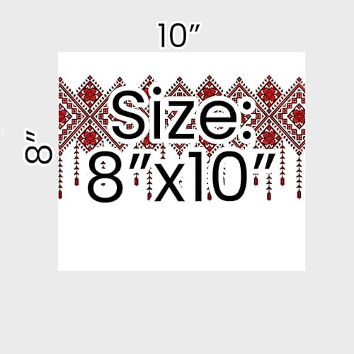 Edible Cake Wrap Topper, Traditional Palestinian Tatreez Pattern, 8 x 10 inches, Red and White