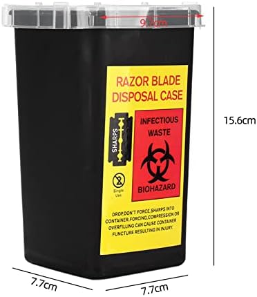 TEONEI Razor Blades Dispenser Case,Small Portable Sharps Container,Razor Blades Disposal Case,Disposable Razor Cutter Container,Barber Shop Storage Container (Black)