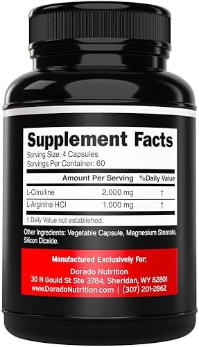 L Arginine L Citrulline Supplement 3000mg (240 Capsules) Nitric Oxide Pills for Men - Stamina, Endurance, Performance for Workouts - NO Supplements for Men - Gluten Free, Non-GMO, Vegan Capsules