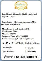 Ghasitaram Gifts Rakhi Gifts for Brothers Jute Box of Alomnds, Mix Dryfruits and Sugarfree Bites with 2 Pearl Rakhis