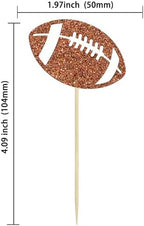 24Pcs Rugby Football Cupcake Toppers Rugby Ball Cupcake Picks Sports Ball Theme Cake Decoration for Rugby Super Baby Shower Kids Birthday Party Decorations Supplies