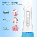 Water Dental Flosser Cordless, Portable and Rechargeable Water Teeth Pick with 3 Modes 4 Jet Tips, 300 ML IPX7 Waterproof Dental Flosser