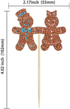 24Pcs Christmas Gingerbread Cupcake Toppers Glitter Gingerbread Man Cupcake Picks There is some Ho Ho Hos Cupcake Picks Xmas Cake Decor for Christmas Theme New Year Party Supplies