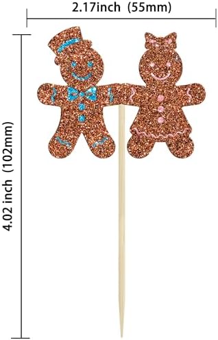 24Pcs Christmas Gingerbread Cupcake Toppers Glitter Gingerbread Man Cupcake Picks There is some Ho Ho Hos Cupcake Picks Xmas Cake Decor for Christmas Theme New Year Party Supplies