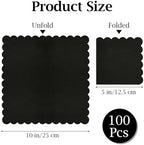 100 Pcs Cocktail Napkins, 2-Ply 5 x 5 Inches Disposable Scalloped Napkins, Thick Premium Dessert Napkins for Party, Wedding, Dinner, Birthday, Anniversary, Festival (Black)
