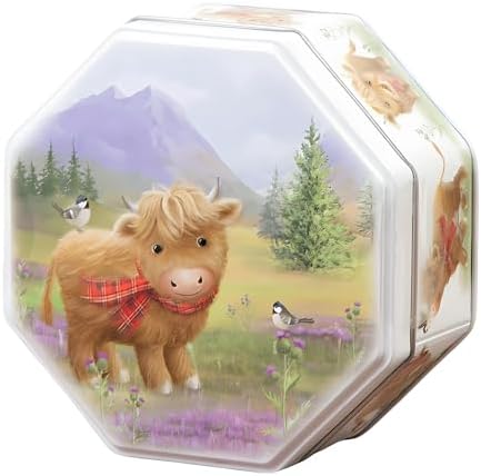Campbells Shortbread Petticoat Tails Cookies Tin 4.1 Oz (115g) - Cute Highland Cow Decorative Tin with Pure Butter Scottish Shortbread Cookies from Scotland, British Tea Biscuits Gift, Scottish Snacks