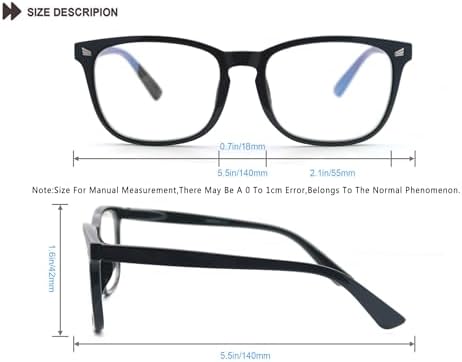 Black Reading Glasses for Women Men Blue Light Blocking Square Computer Readers +2.25 Blue Ray Magnifying Cheater Glasses 4 Pack Anti Glare Reduce Eyestrain Protect Eyes
