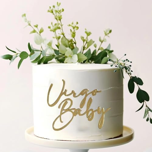 Virgo Cupcake Toppers,Acrylic Gold 12 Constellation Virgo Cake Toppers August September Birthday Cake Decoration for Horoscope Astrology Birthday Party Supplies