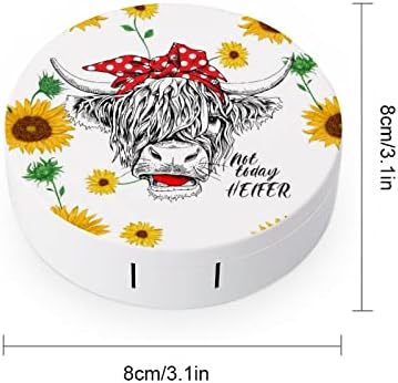 Cow Sunflower Heifer Contact Lens Case Holder with Mirror, Tweezers, Lens Cleaner Solution Bottle, Portable Travel Kit