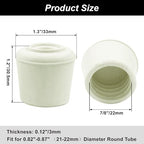 16pcs 7/8 Inch Round Chair Leg Tips Caps, Non-Slip Rubber Chair Leg Floor Protectors, White Furniture Leg Caps Fit for 0.82"-0.87" (21-22mm) Diameter Round Feet
