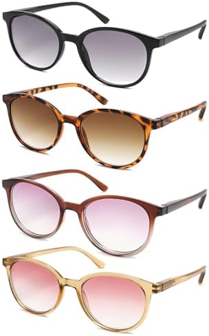 MODFANS Women Reading Glasses Men 4 Pack Sunglasses Readers Women Large Outdoor Blue Light Blocking Reading Glasses Anti Glare UV Filter Spring Hinge(Magnifying 1.5-Not Bifocals)