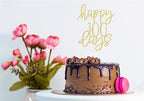 LOVENJOY Happy 100 Days Cake Topper Gold Glitter, Baby Boy Girl One Hundred Days Party Cake Decoration
