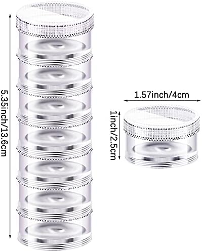 Sieral 2 Pack 7 Day Stackable Pill Organizers Round Pill Organizer Case Stackable Weekly Supplements Vitamins Individual Storage Container Boxes Holder Dispenser with Lids for Travel Medicine, Clear