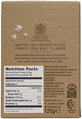 Maldon Salt, Smoked Sea Salt Flakes, 4.4 oz (125 g), Kosher, Natural, Gently Smoked Over Oak, Handcrafted, Gourmet, Pyramid Crystals, 2 Count