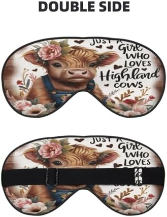 Just A Girl Who Loves Highland Cows Eye Mask for Women Men Elastic Sleeping Cover Adjustable Blackout Sleep Mask for Travel Nap