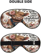 Just A Girl Who Loves Highland Cows Eye Mask for Women Men Elastic Sleeping Cover Adjustable Blackout Sleep Mask for Travel Nap