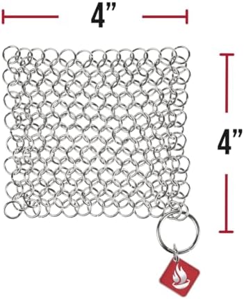 Knapp Made Original 4" Chainmail Scrubber - Cleaner For Cast Iron, Stainless Steel, Hard Anodized Cookware and Other Pots & Pans