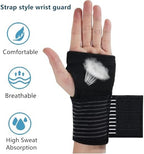 Palm Brace Wrist Support Sleeves (1 Pair), Everyday Use Wrist Brace, Compression Carpal Tunnel for Wrist Pain Relief, Fitness Gloves, Sports Glove, Wrist Brace for Men and Women (Black with straps)