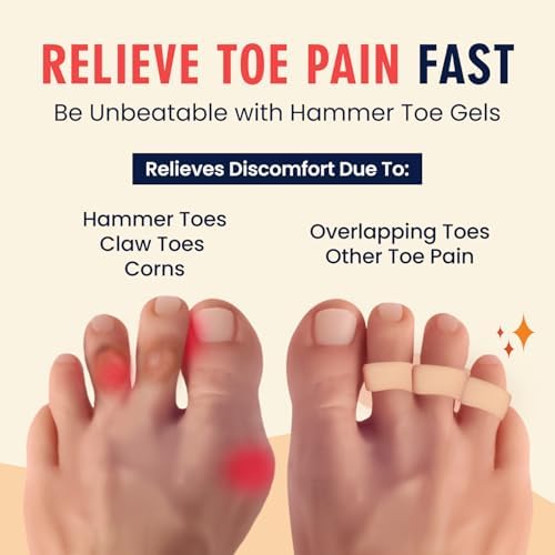 Dr. Frederick's Original Hammer Toe Corrector Gels - 2 Pairs - All-Day Relief for Crooked & Overlapping Toes - Soft Cushioning - Symptomatic Support for Toe Alignment - Beige - 3 Loop Design