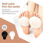 2 Pairs Forefoot Pads Sponge Toe Plug Half Socks Sweat Absorbing Cushion Inserts for High Heels Sneakers Black and Beige (Pack of 2)