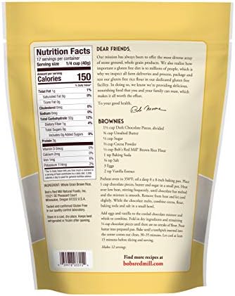 Bob's Red Mill Brown Rice Flour, 24oz (Pack of 1) - Non GMO, Whole Grain, Vegan, Kosher