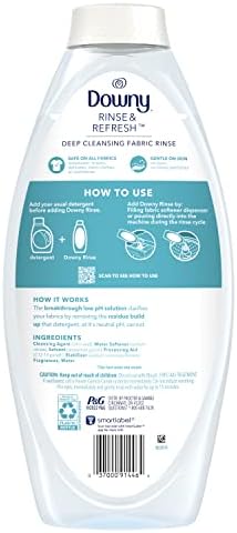 Downy Rinse Laundry Odor Remover, Cool Cotton Scent, 48 fl oz, Fabric Softener And Laundry Odor Removal Rinse, Fights Odors At The Source, HE Compatible