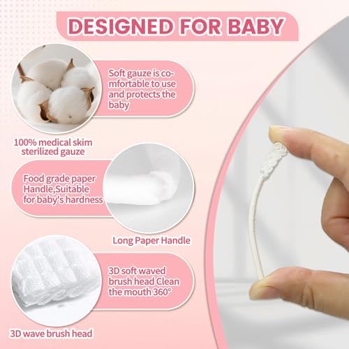 Baby Tongue Cleaner 48-Count, Newborn Oral Care Gauze Swabs – Soft Disposable Mouth Wipes for 0-36 Months, Travel-Pack Infant Tongue Brush Alternative