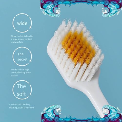 Japanese Soft-bristled Manual Adult Toothbrush Set (3 Sets per Box), a Wide-Headed Soft-bristled Floss Toothbrush Suitable for the Full Range of Adult Tooth and Gum Care