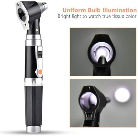 Jiusion 3X Otoscope with LED, Portable Handheld Ear Check Magnifier with 8 caps and 1 Storage case for Doctor Nurse Adult Kid Dog Cat Pet