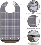 Bravace 4 Pack Adult Bibs for Eating Waterproof Clothing Protector with Detachable Crumb Catcher Adult Bibs for Women and Men