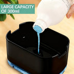 Dish Soap Dispenser and Sponge Support, Sink Soap Pump Dispenser, Liquid Soap Dispenser, Kitchen Detergent Press Box, Suitable for Kitchens, Bathrooms and Sinks (Black)