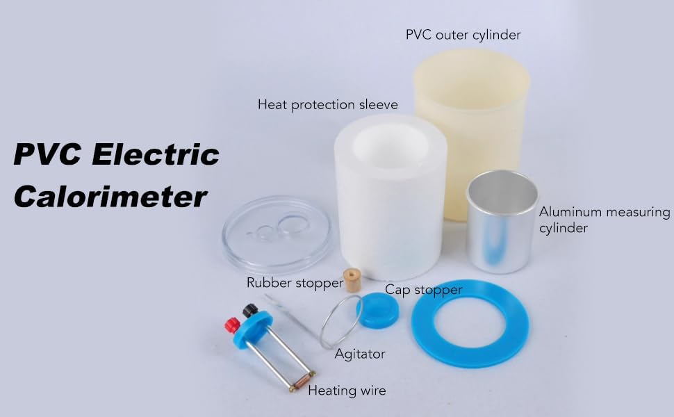 Double Wall Electric Calorimeter, PVC Heat Measurement Electric Calorimeter Physical Experimental Instrument for High School Students