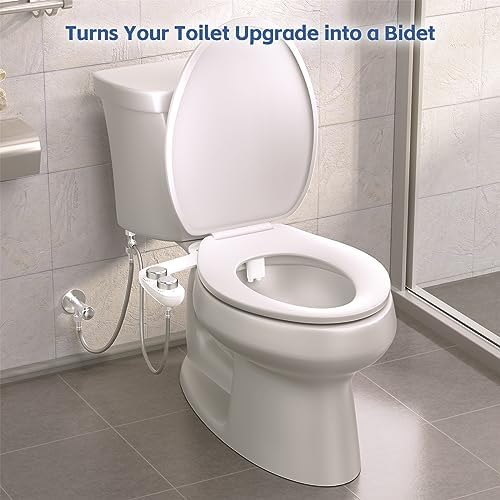 Bidet Attachment for Toilet Seat Water Pressure - Non Electric Bidets Self Cleaning Sprayer - Portable Slim Dual Nozzle Bidet Attachments Toilets - Adjustable Bidets Wash Butt Cleaner for Bathroom