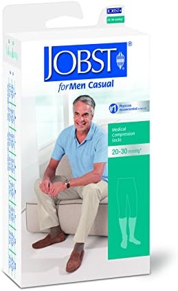 JOBST forMen Casual 20-30 mmHg Knee High Compression Socks, Black, Large
