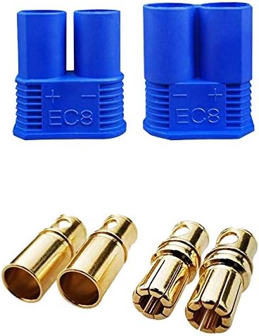 2 Pairs Gold-Plated Male Female EC8 Connector 8mm Bullet Plug Banana Plug Connector Adapter