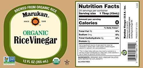 Marukan Organic Unseasoned Rice Vinegar, 12 Ounce Glass Bottle (Pack of 1)