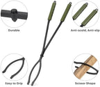 Stanbroil 3Pcs Fire Pit Tools Set, 28" Fire Poker and Fire Log Tongs Shovel, Wrought Iron Large Fireplace Tools Set with Metal Base and Rubber Handle for Campfire Bonfire