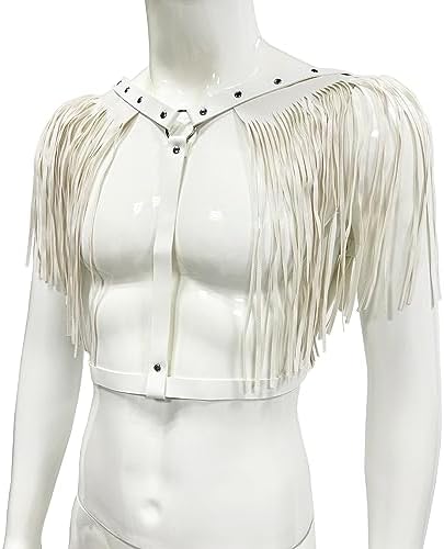 Men's PU Leather Tassel Body Chest Harness Adjustable Punk Gothic Bandage Costume Rave Party Body Accessories