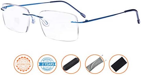 CessBlu Rimless Reading Glasses Lightweight Readers for Men