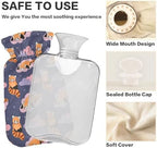 Red Panda Cute Hot Water Bottle with Cover, 1Liter Soft Velvet Winter Warm Water Bag for Neck and Shoulder Pain Relief Period Cramps Bed Hand Feet Warmer