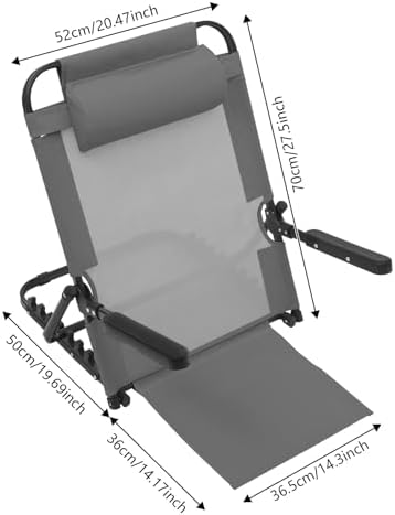 Adjustable Lifting Bed Backrest with Armrest, 40°-90° Portable Foldable Backrest Support 8 Levels Folding Adjustable Sit-Up Back Rest with Pillow for Neck Head (Grey)